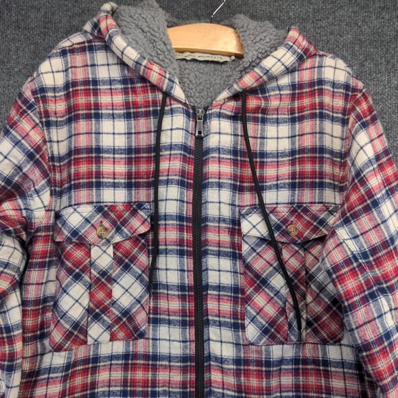 Oakwood Mountain Men's Shacket Jacket Multi Large Long Sleeve Sherpa Lined - Picture 3 of 14